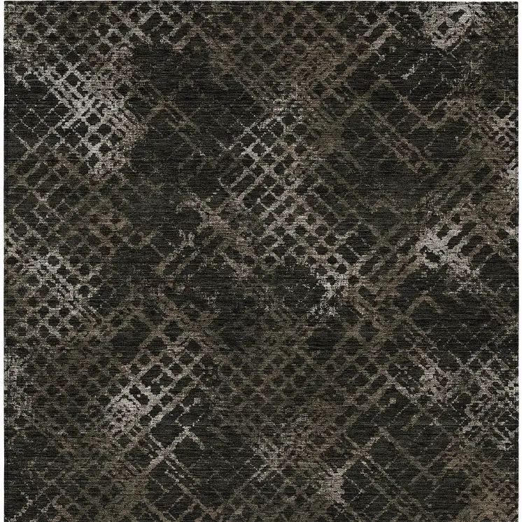 10' X 14' Brown And Chocolate Geometric Washable Indoor Outdoor Area Rug