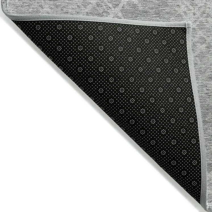 5' X 8' Gray And Silver Geometric Washable Indoor Outdoor Area Rug