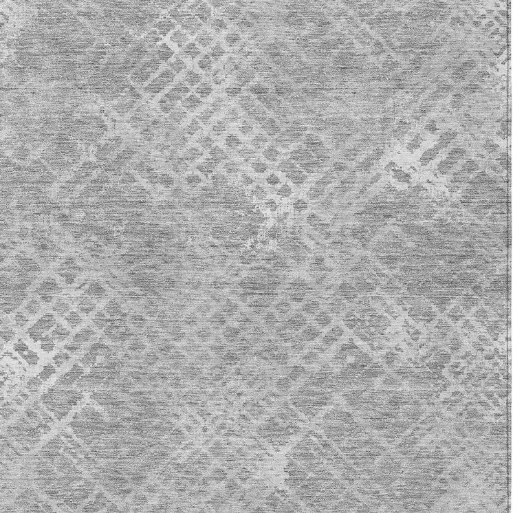 8' X 10' Gray And Silver Geometric Washable Indoor Outdoor Area Rug