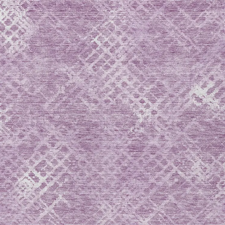10' X 14' Lavender Purple And Ivory Geometric Washable Indoor Outdoor Area Rug