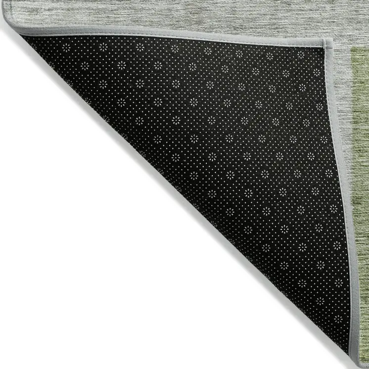 5' X 8' Green And Charcoal Geometric Washable Indoor Outdoor Area Rug