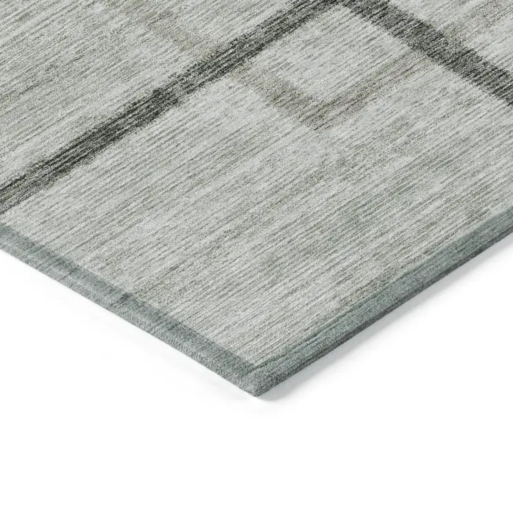 5' X 8' Green And Charcoal Geometric Washable Indoor Outdoor Area Rug