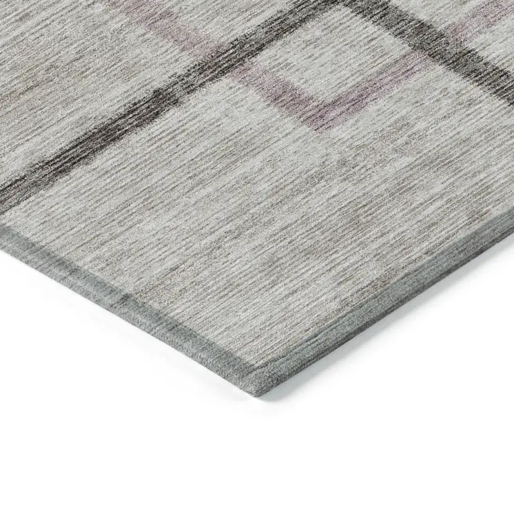 3' X 5' Taupe Charcoal And Copper Geometric Washable Indoor Outdoor Area Rug