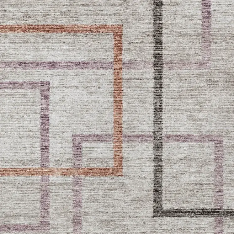 3' X 5' Taupe Charcoal And Copper Geometric Washable Indoor Outdoor Area Rug