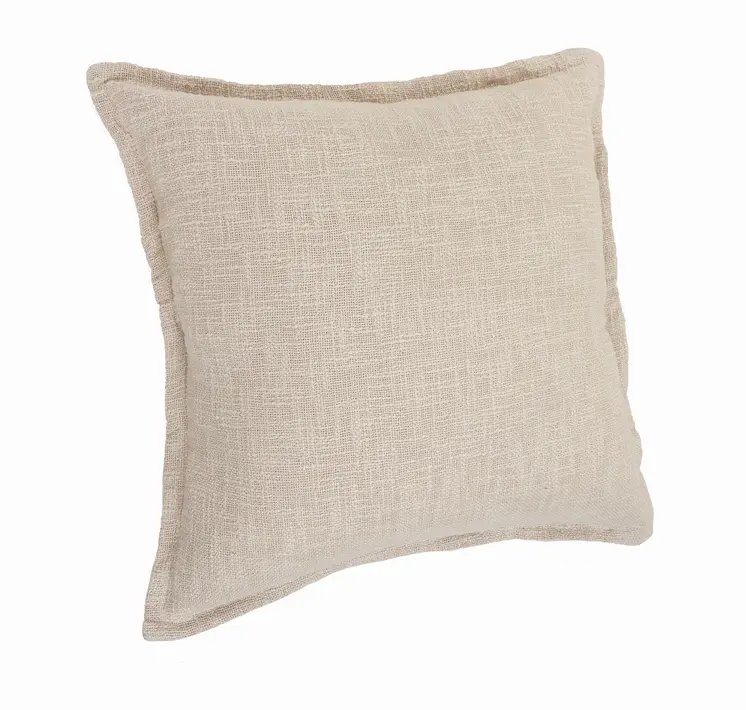 Set of Two 20" Beige Cotton Throw Pillows