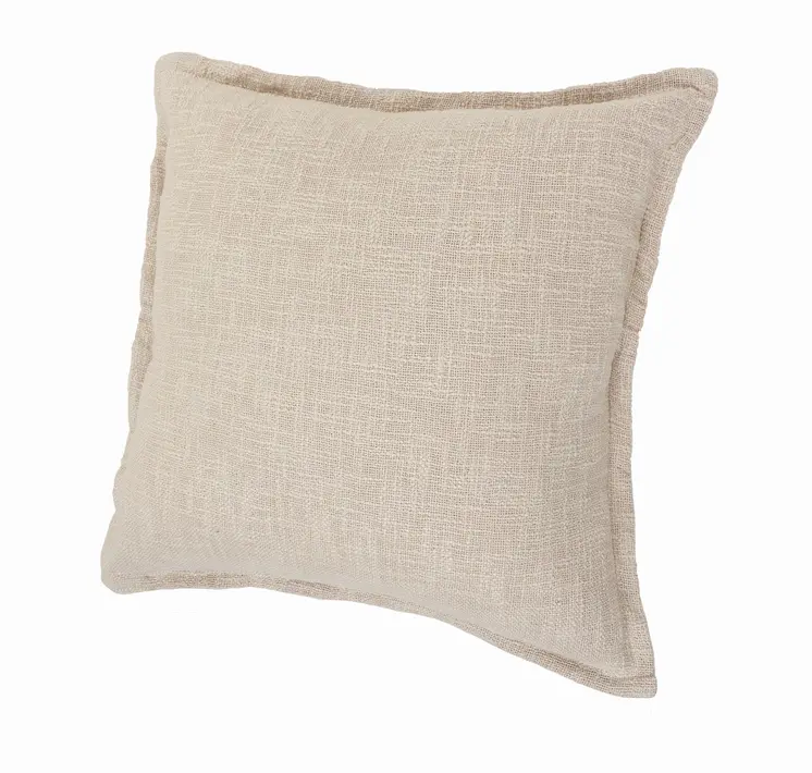 Set of Two 20" Beige Cotton Throw Pillows