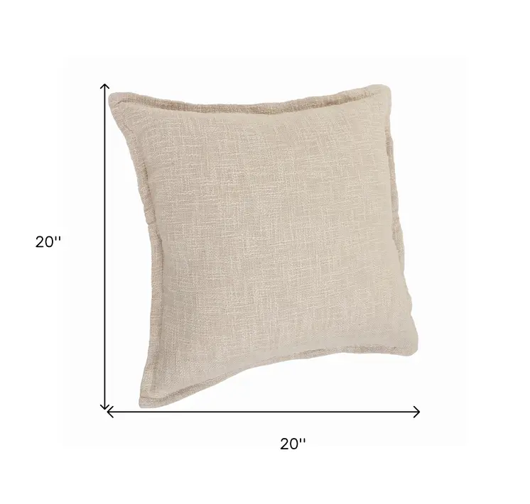 Set of Two 20" Beige Cotton Throw Pillows