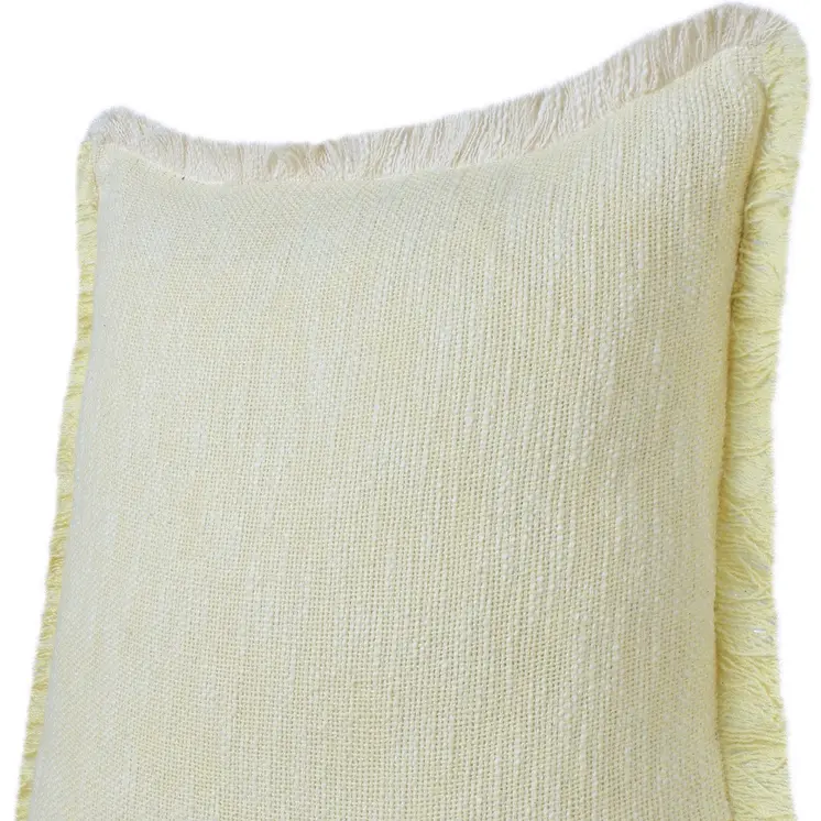 Set of Two 20" Lemon Cotton Throw Pillows with Fringe