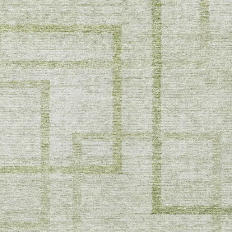 5' X 8' Artichoke Green And Green Geometric Washable Indoor Outdoor Area Rug