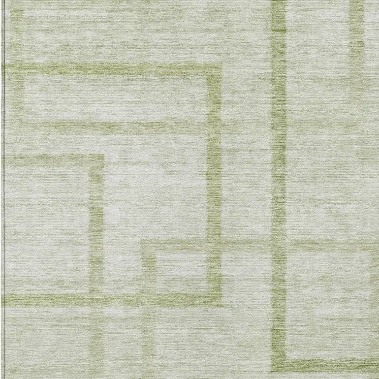 8' X 10' Artichoke Green And Green Geometric Washable Indoor Outdoor Area Rug