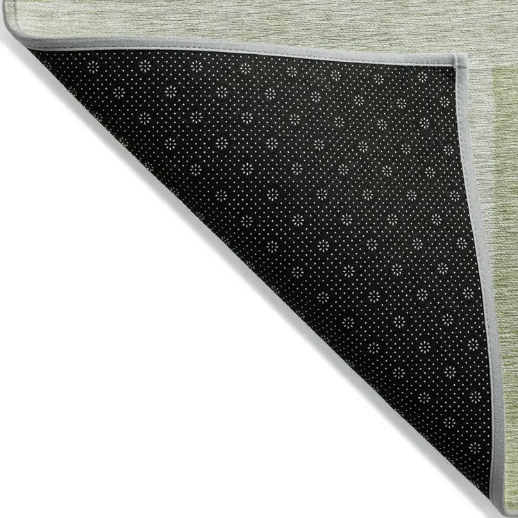 9' X 12' Artichoke Green And Green Geometric Washable Indoor Outdoor Area Rug