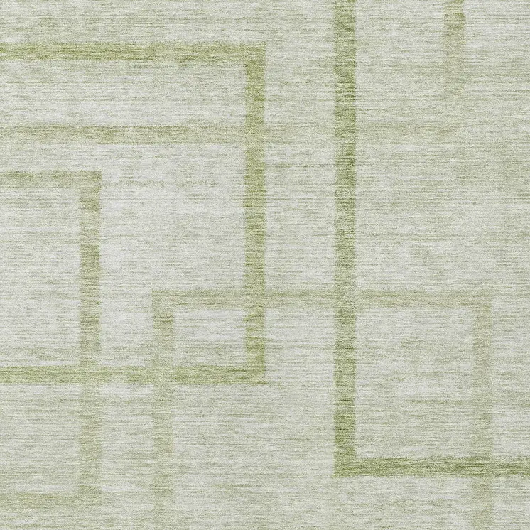 10' X 14' Artichoke Green And Green Geometric Washable Indoor Outdoor Area Rug