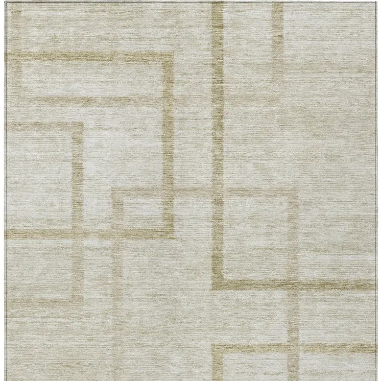 8' X 10' Beige Tan And Taupe Geometric Washable Indoor Outdoor Area Rug