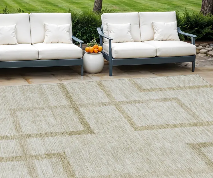 8' X 10' Beige Tan And Taupe Geometric Washable Indoor Outdoor Area Rug