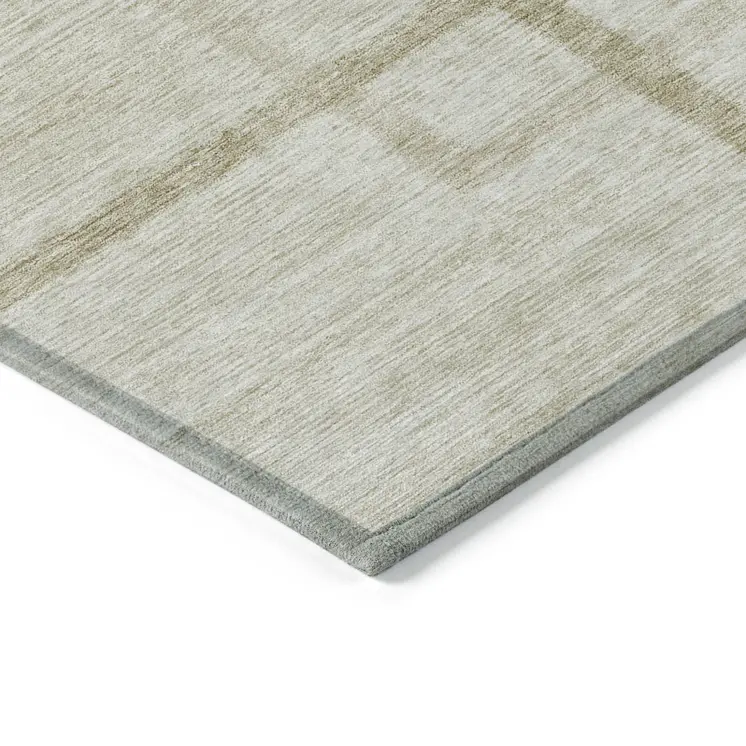 8' X 10' Beige Tan And Taupe Geometric Washable Indoor Outdoor Area Rug