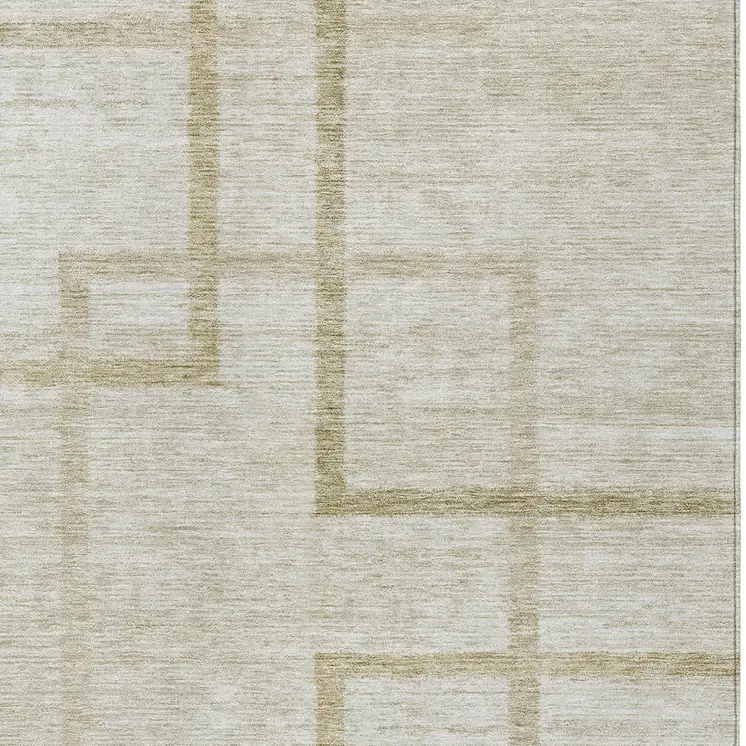 8' X 10' Beige Tan And Taupe Geometric Washable Indoor Outdoor Area Rug