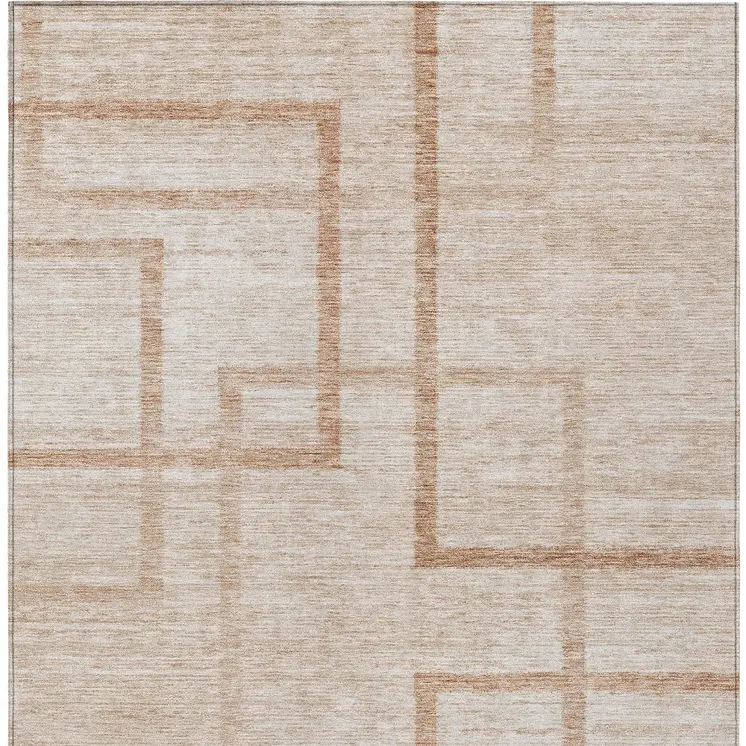 3' X 5' Copper And Brown Geometric Washable Indoor Outdoor Area Rug