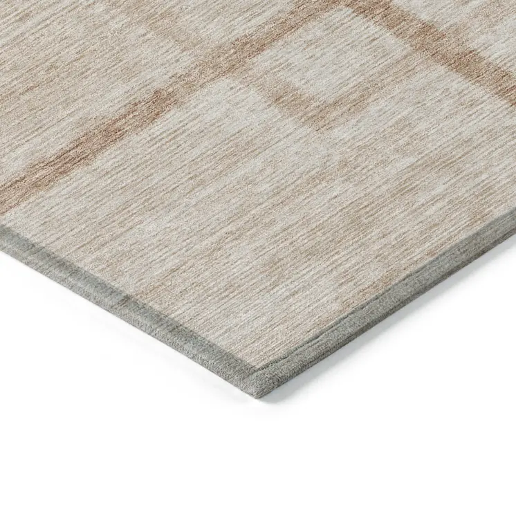 3' X 5' Copper And Brown Geometric Washable Indoor Outdoor Area Rug