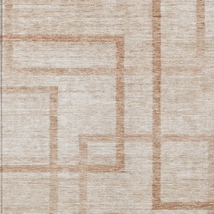 3' X 5' Copper And Brown Geometric Washable Indoor Outdoor Area Rug