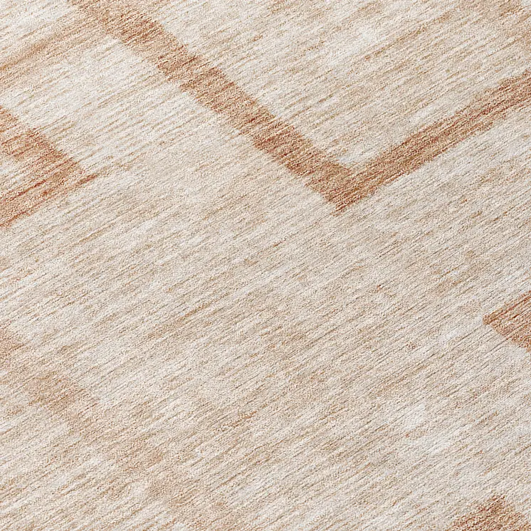 8' Copper And Brown Round Geometric Washable Indoor Outdoor Area Rug