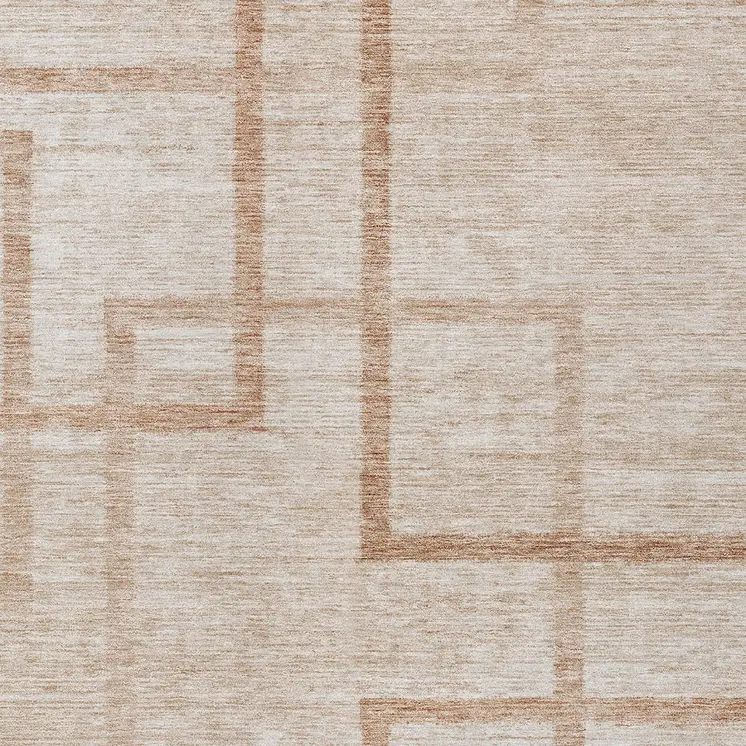 10' X 14' Copper And Brown Geometric Washable Indoor Outdoor Area Rug