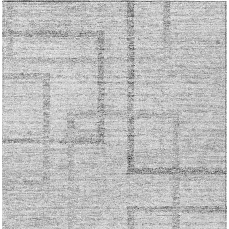 5' X 8' Gray Charcoal And Silver Geometric Washable Indoor Outdoor Area Rug