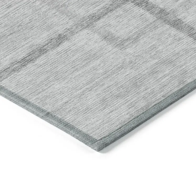 8' X 10' Gray Charcoal And Silver Geometric Washable Indoor Outdoor Area Rug