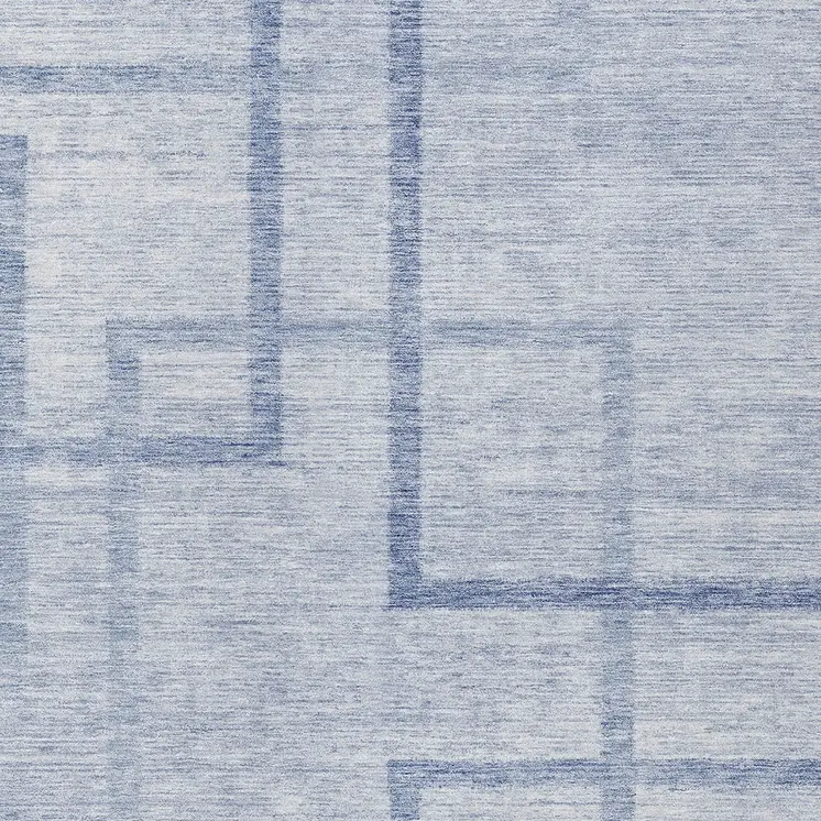 3' X 5' Sky Blue And Denim Blue Geometric Washable Indoor Outdoor Area Rug