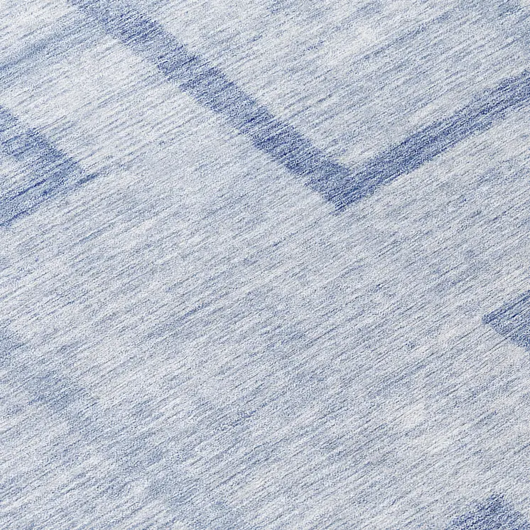 8' Sky Blue And Denim Blue Round Geometric Washable Indoor Outdoor Area Rug