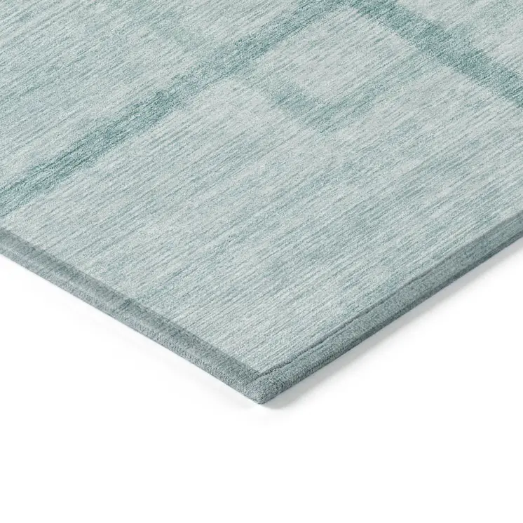 3' X 5' Teal Blue And Aqua Geometric Washable Indoor Outdoor Area Rug
