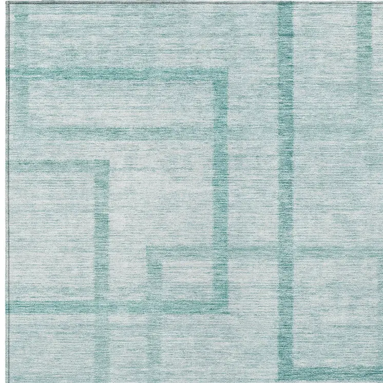 3' X 5' Teal Blue And Aqua Geometric Washable Indoor Outdoor Area Rug