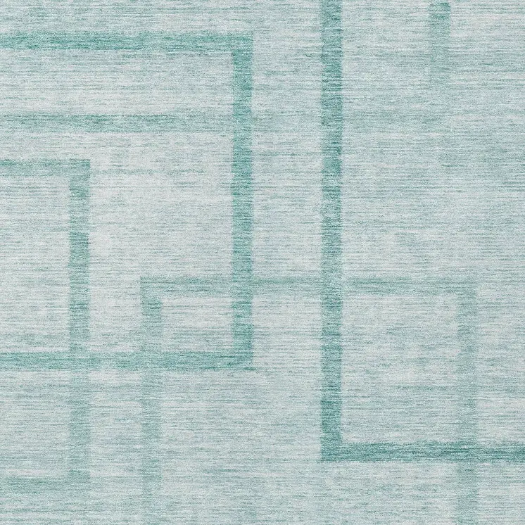 9' X 12' Teal Blue And Aqua Geometric Washable Indoor Outdoor Area Rug
