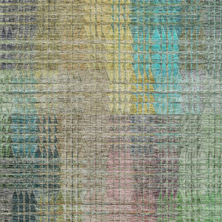 8' X 10' Green Gold And Teal Blue Abstract Washable Indoor Outdoor Area Rug
