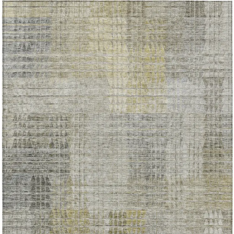 10' X 14' Taupe Beige And Brown Abstract Washable Indoor Outdoor Area Rug