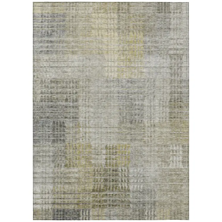10' X 14' Taupe Beige And Brown Abstract Washable Indoor Outdoor Area Rug