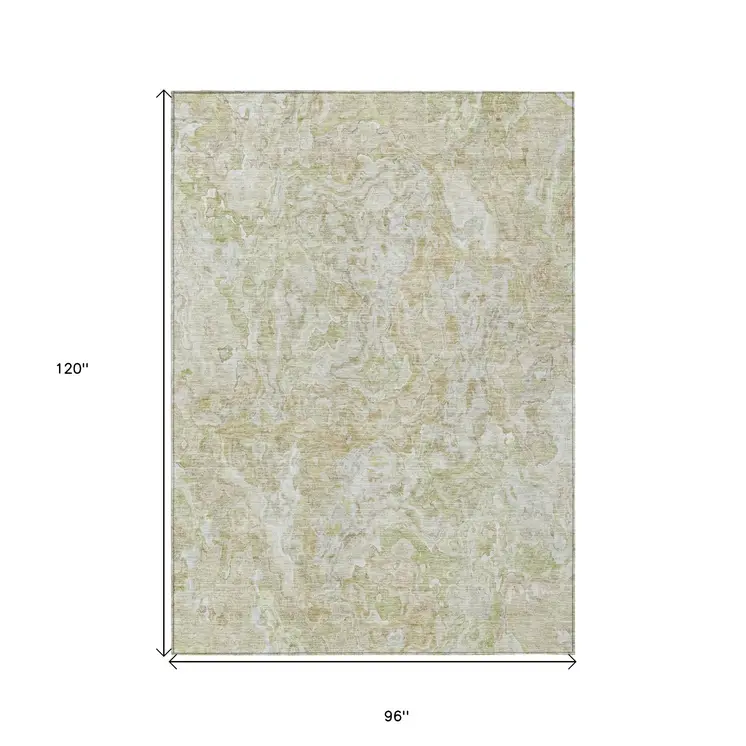 8' X 10' Beige Tan And Taupe Abstract Washable Indoor Outdoor Area Rug