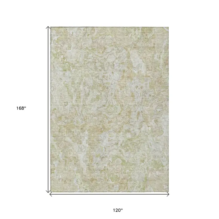 10' X 14' Beige Tan And Taupe Abstract Washable Indoor Outdoor Area Rug
