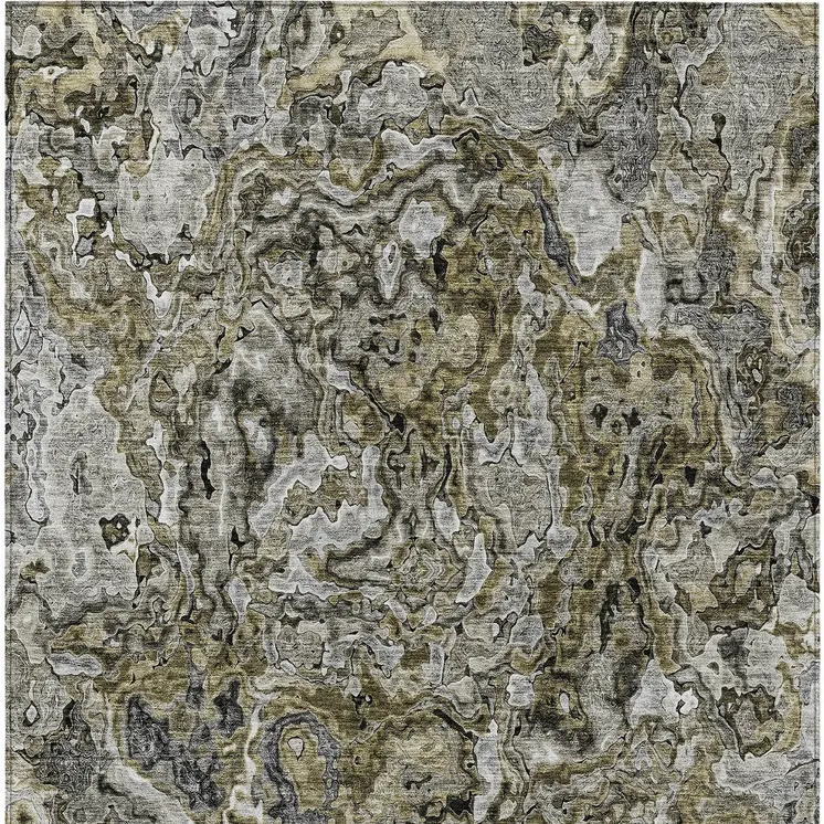 3' X 5' Brown Beige And Tan Abstract Washable Indoor Outdoor Area Rug