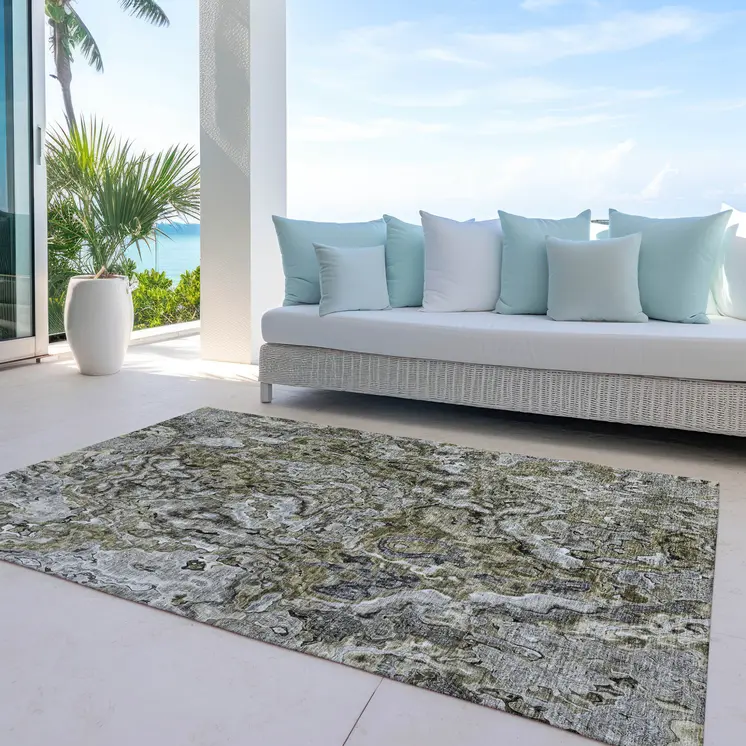 3' X 5' Brown Beige And Tan Abstract Washable Indoor Outdoor Area Rug