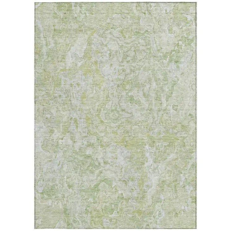 5' X 8' Artichoke Green And Fern Green Abstract Washable Indoor Outdoor Area Rug