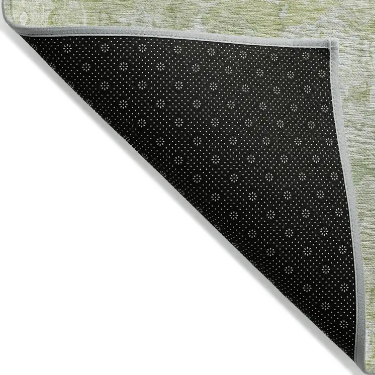 5' X 8' Artichoke Green And Fern Green Abstract Washable Indoor Outdoor Area Rug
