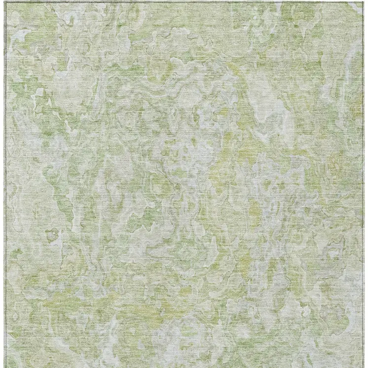5' X 8' Artichoke Green And Fern Green Abstract Washable Indoor Outdoor Area Rug