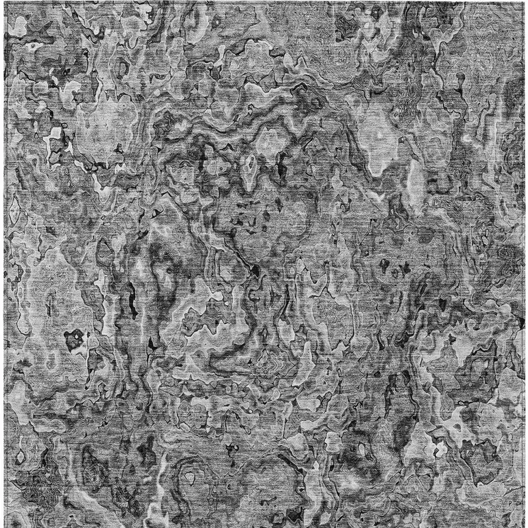 8' X 10' Gray Charcoal And Silver Abstract Washable Indoor Outdoor Area Rug