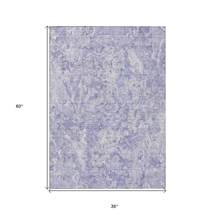 3' X 5' Plum Purple And Lavender Abstract Washable Indoor Outdoor Area Rug