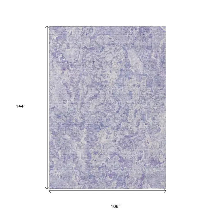 9' X 12' Plum Purple And Lavender Abstract Washable Indoor Outdoor Area Rug
