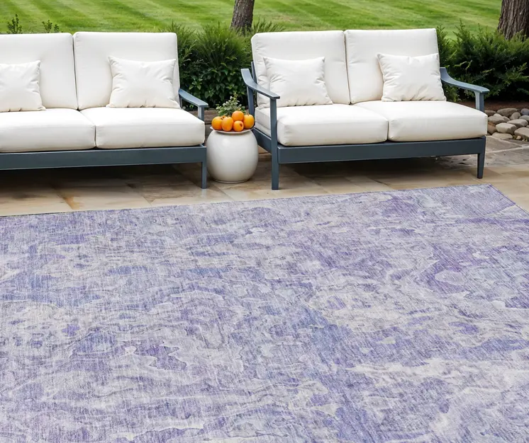 10' X 14' Plum Purple And Lavender Abstract Washable Indoor Outdoor Area Rug