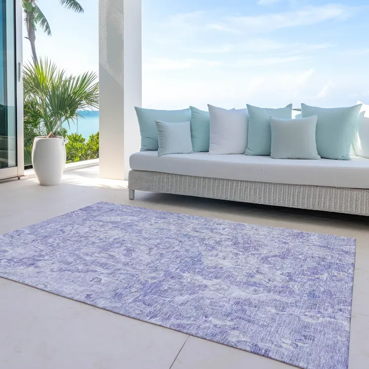 10' X 14' Plum Purple And Lavender Abstract Washable Indoor Outdoor Area Rug