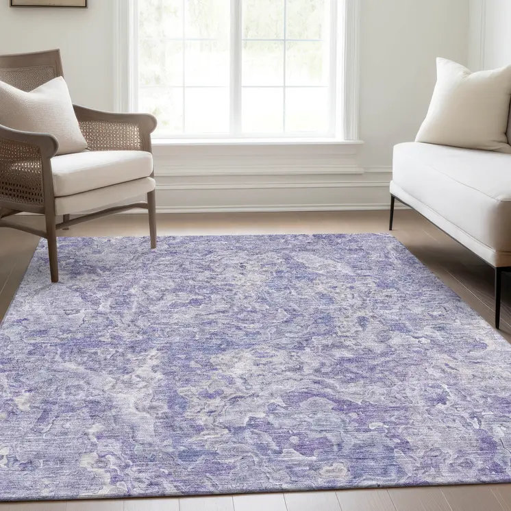10' X 14' Plum Purple And Lavender Abstract Washable Indoor Outdoor Area Rug