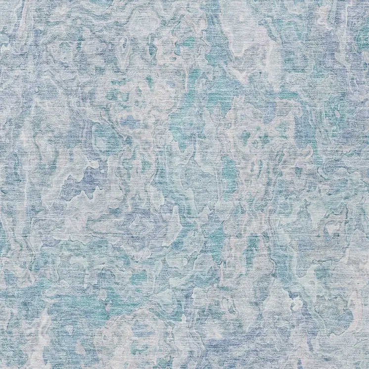 3' X 5' Sky Blue And Denim Blue Abstract Washable Indoor Outdoor Area Rug