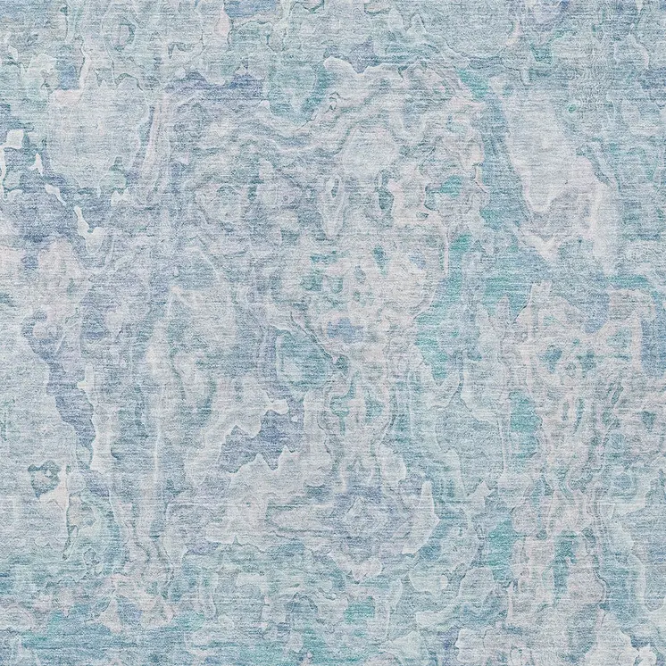5' X 8' Sky Blue And Denim Blue Abstract Washable Indoor Outdoor Area Rug